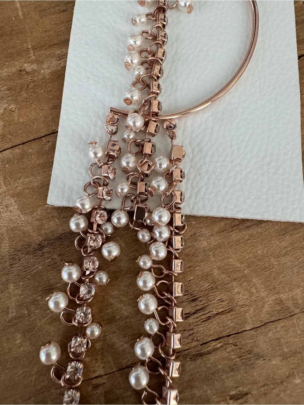 NWT Free People Ear Party Cuff Rose Gold Pearl Rhinestone Statement Earring